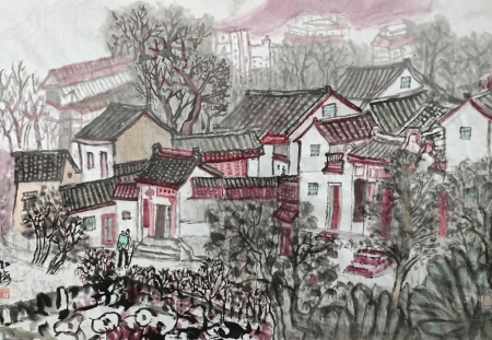 《黛瓦红檐处，烟火寄平生》梁伯聪故居写生