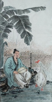《蕉荫观鹅》