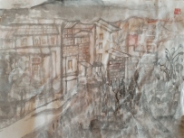 《疏篱曲径见古村》北塘古村写生 中国画